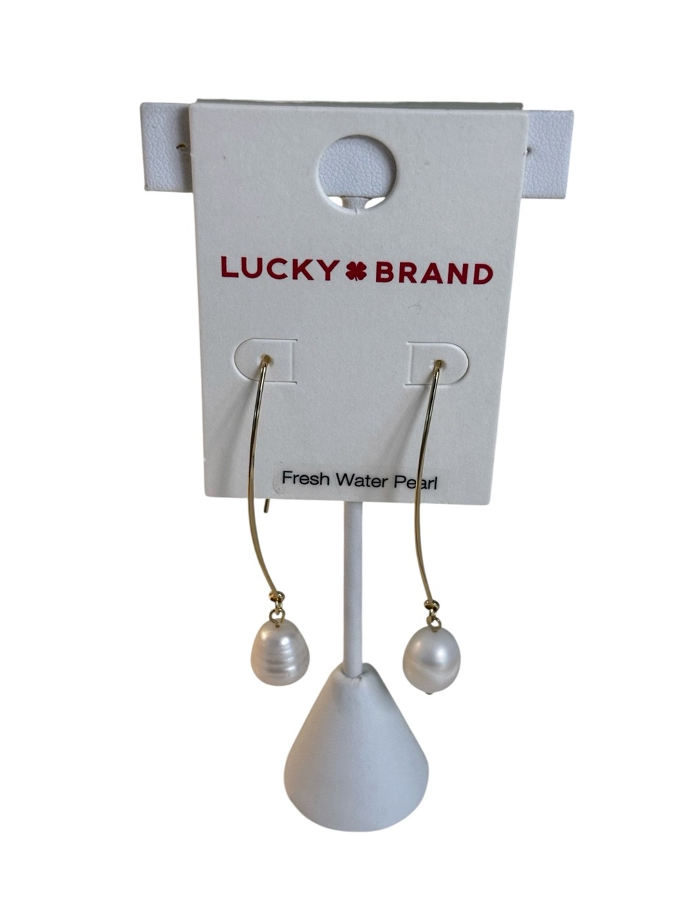 Fresh Water Pearl Open Hoop Threader Earrings on Delicate Gold Tone Hardware.